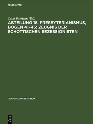 cover image of Abteilung 18. Presbyterianismus, Bogen 41–45